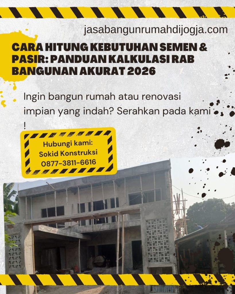 Cara Hitung Kebutuhan Semen & Pasir: Panduan Kalkulasi RAB Bangunan Akurat 2026
